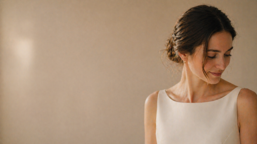 Braut in minimalistischen Brautkleid